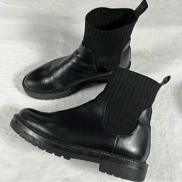 BLONDO Hallie Black Leather Waterproof Chelsea Sock Ankle Boots 9.5 - Picture 1 of 9